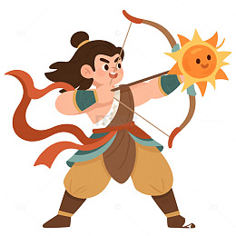 后羿射日卡通手绘