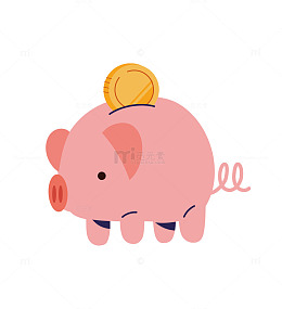 卡通风存钱罐储蓄金币插画素材