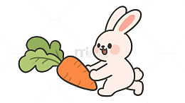 兔子拔胡萝卜素材免扣图片