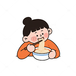 女孩吃面食物