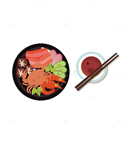 卡通风火锅食材蘸料餐具插画素材
