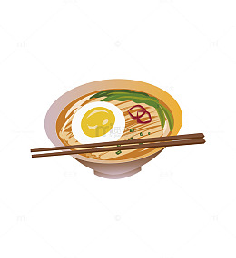 卡通风手绘风面条美食餐饮筷子插画素材