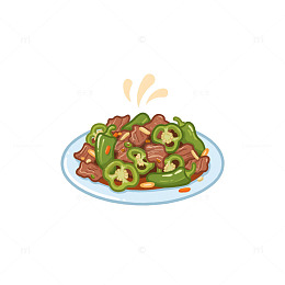 辣椒肉片炒菜