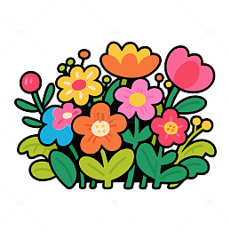 花簇花朵儿童简笔画