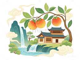 国风建筑物枇杷