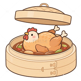 蒸笼和炖鸡元素