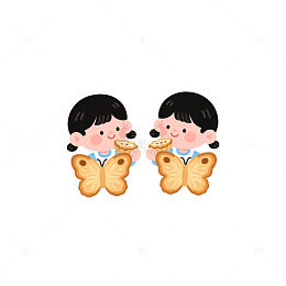 双胞胎分食蝴蝶酥