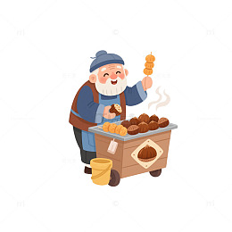 老爷爷卖糖炒栗子