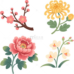 梅兰竹菊花元素