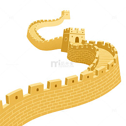 金色长城建党节元素