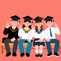 毕业季元素学生们