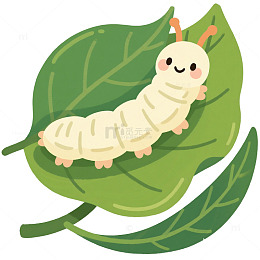 蚕宝宝和桑叶卡通手绘
