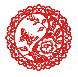 蝶恋花圆形剪纸