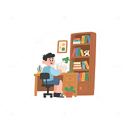 书房卡通插画