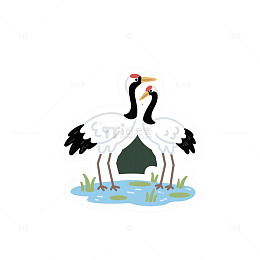 丹顶鹤湿地卡通