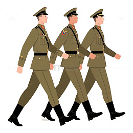 军人正步走手绘卡通元素
