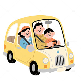 一家人开车旅行元素