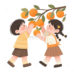 夏天采摘水果橙子元素