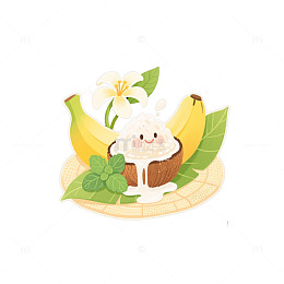 糯米椰浆流动薄荷叶