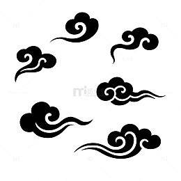 扁平古风祥云免扣元素