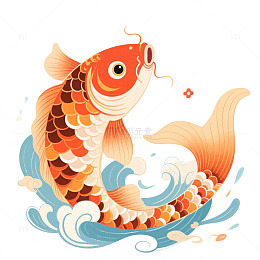 鲤鱼锦鲤好运国画插画