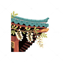 国槐花串青瓦檐