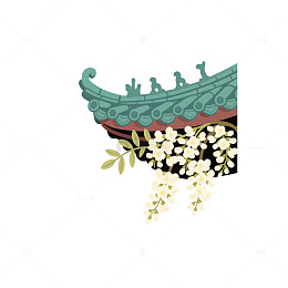 国槐 花串青瓦檐