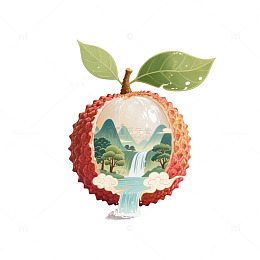长安荔枝热点风景国潮插画元素