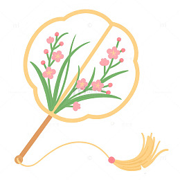 杨梅花草团扇卡通