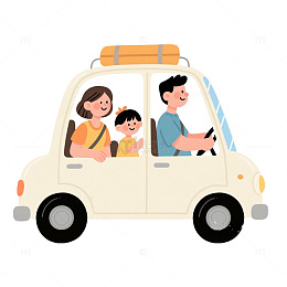 一家人自驾旅行免抠元素