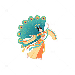 孔雀舞者扇尾 1