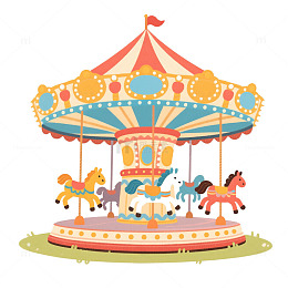 旋转木马卡通手绘