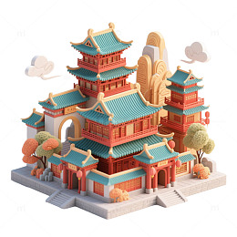 立体国潮城市古代建筑