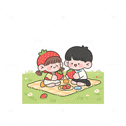 草莓兄妹草地野餐