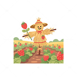 草莓稻草人农田