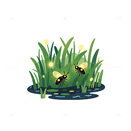 湿地萤火虫草丛