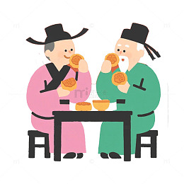 中秋节古人吃月饼免抠元素