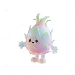 3D玻璃马卡龙色系火龙果吉祥物