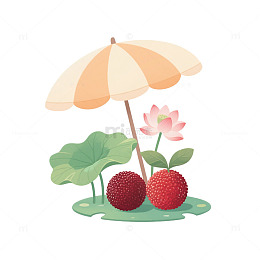 夏日杨梅水果荷叶元素