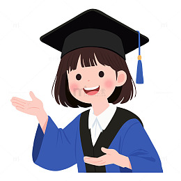 蓝色学士服女孩大学毕业