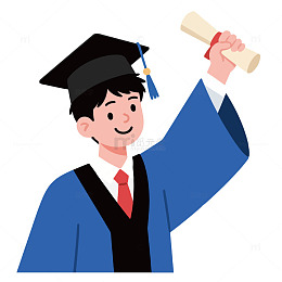 蓝色学士服男孩大学毕业