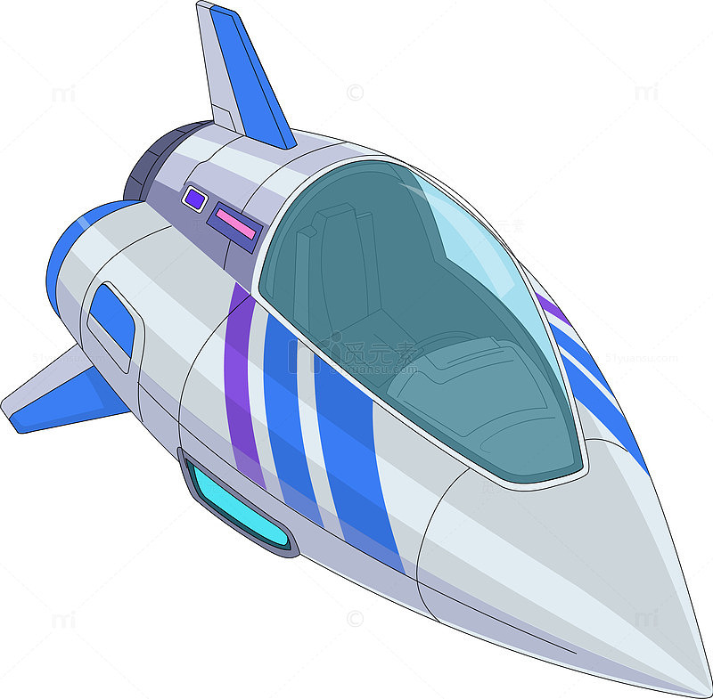手绘动画宇宙飞船矢量分层图