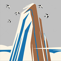 简约中国风扁平云中山素材