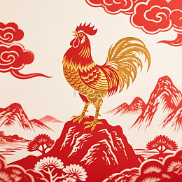 剪纸金鸡独立
