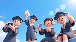 穿着学士服的毕业季3D卡通人物