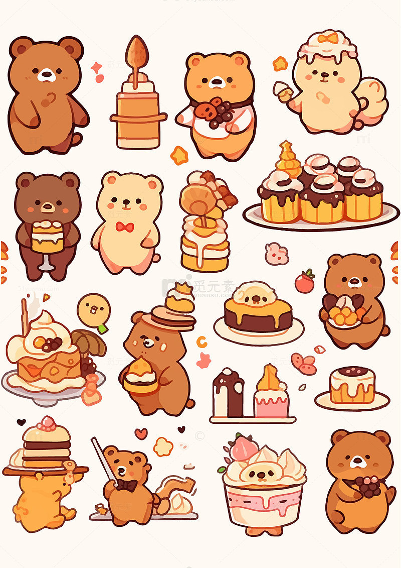 各种手绘卡通插画动物矢量插画