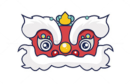 手绘舞狮头醒狮