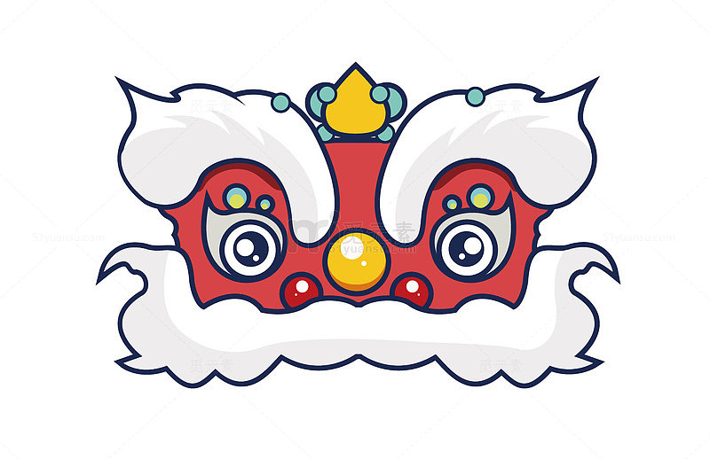 手绘舞狮头醒狮