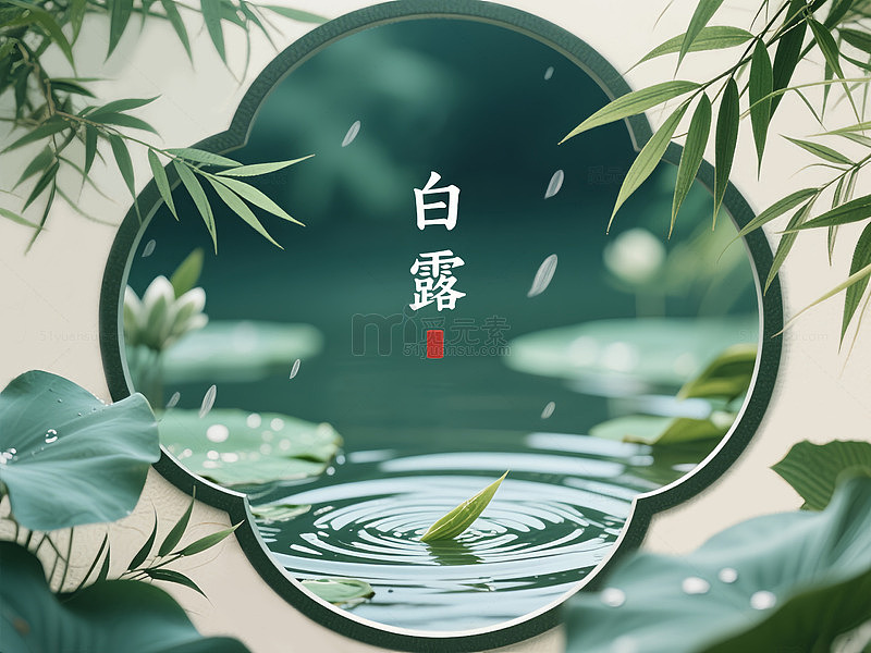 中国传统二十四节气复古风国风白露