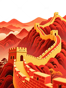 国潮中国风长城建筑